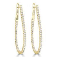 Inside Out Diamond Hoop Earrings in 14K Yellow Gold 1.60 ctw