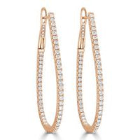 Inside Out Diamond Hoop Earrings in 14K Rose Gold 1.60 ctw