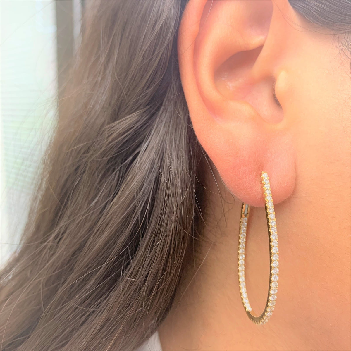 Inside Out Diamond Hoop Earrings in 14K White Gold 1.60 ctw