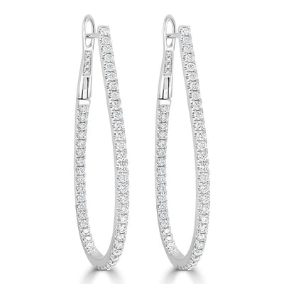 Inside Out Diamond Hoop Earrings in 14K White Gold 1.60 ctw