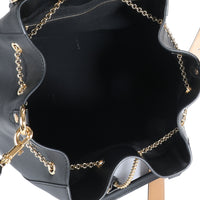 Black Vitello Leather Karligraphy Chain Bucket Bag