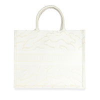 White Camouflage Embroidery Large Book Tote