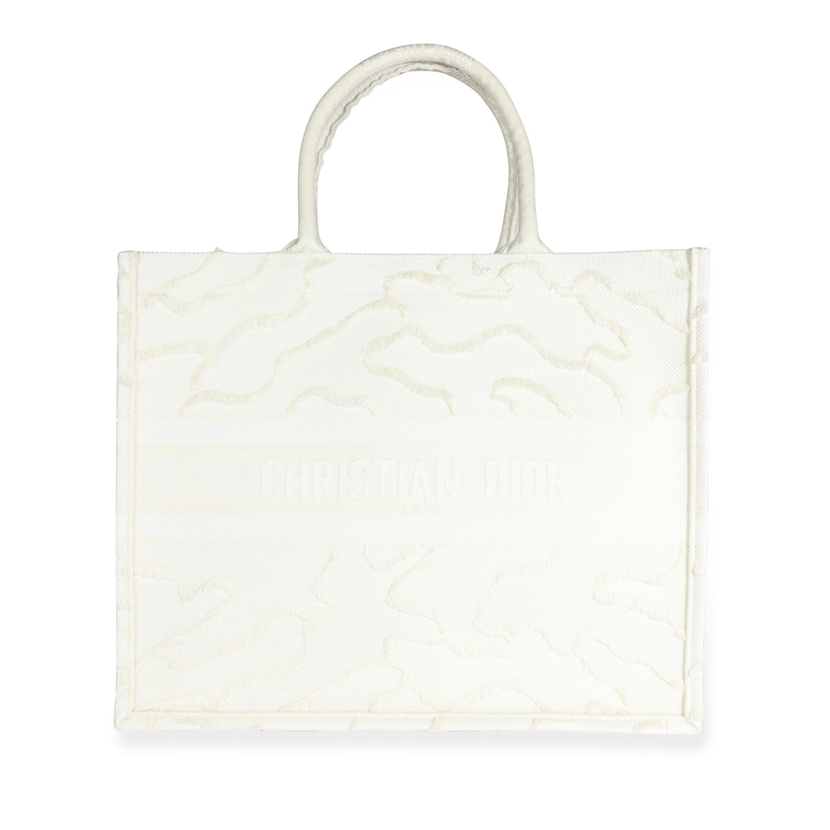 White Camouflage Embroidery Large Book Tote