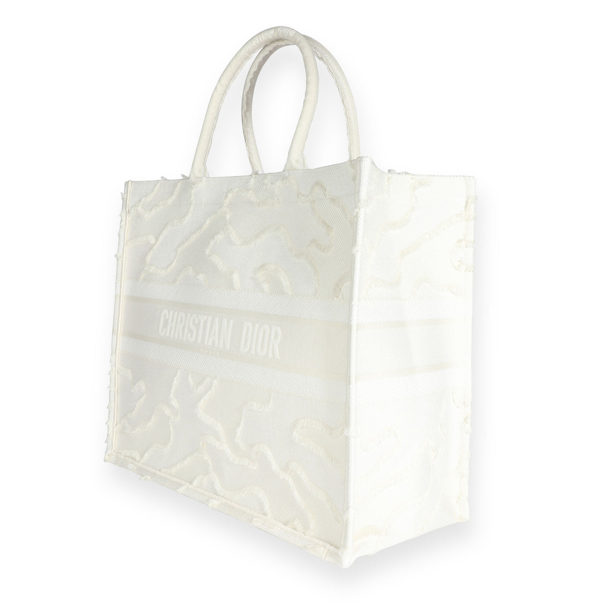 White Camouflage Embroidery Large Book Tote