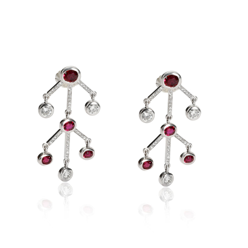 Solange Azagury Partridge Ruby and Diamond Earrings in 18KT White Gold fv