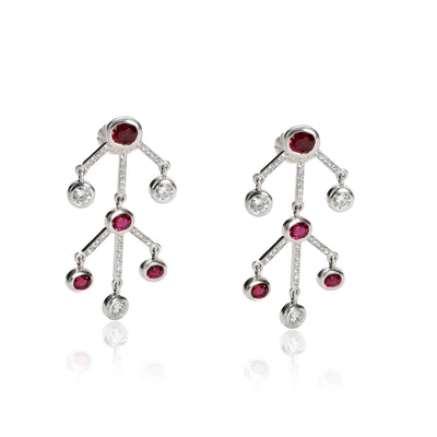 Solange Azagury Partridge Ruby and Diamond Earrings in 18KT White Gold fv