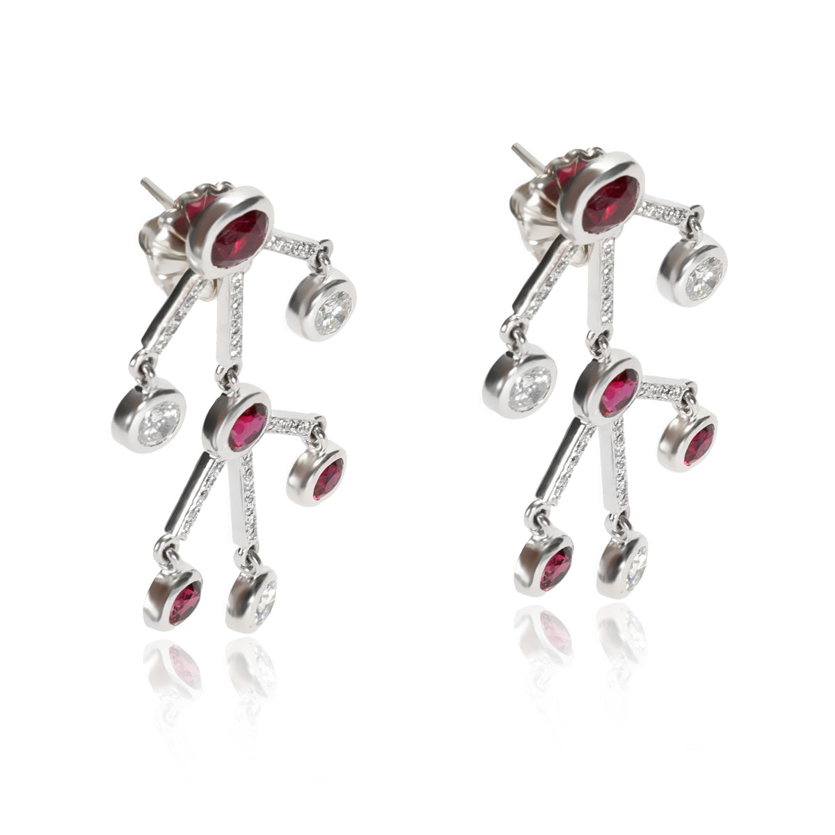 Ruby and Diamond Earrings in 18KT White Gold