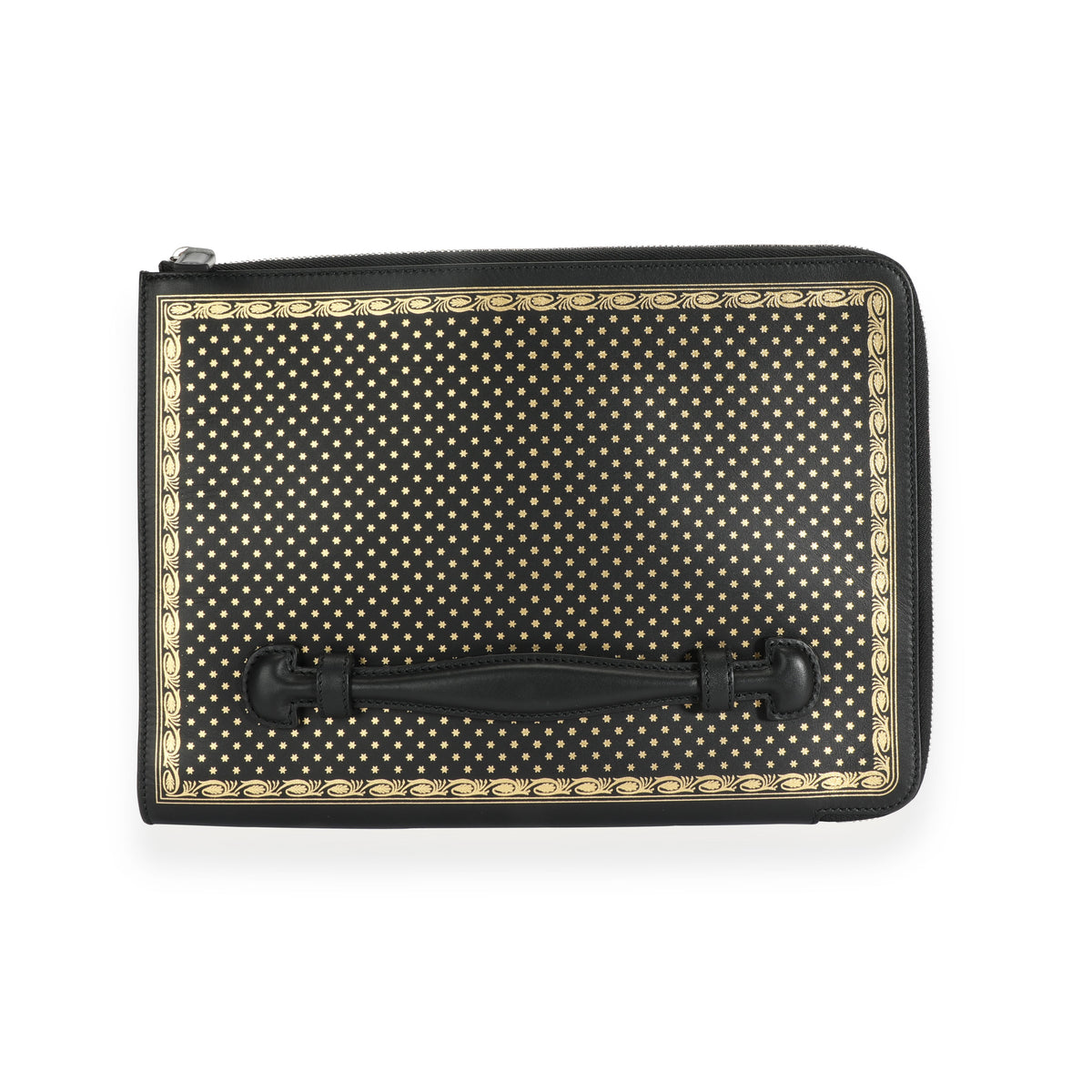 Black & Gold Magnetismo Print Leather Pouch