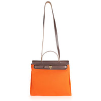 Orange & Red Toile 2-in-1 Herbag with Ébène Vache Hunter Leather