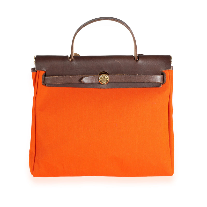 Orange & Red Toile 2-in-1 Herbag with Ébène Vache Hunter Leather