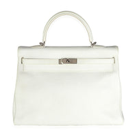 Hermès Gris Perle White Buffalo Skipper Dalmatian Retourne Kelly 35 PHW Handbag fv