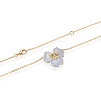 Vianna Brasil Chalcedony Diamond Flower Necklace in 18K Yellow Gold