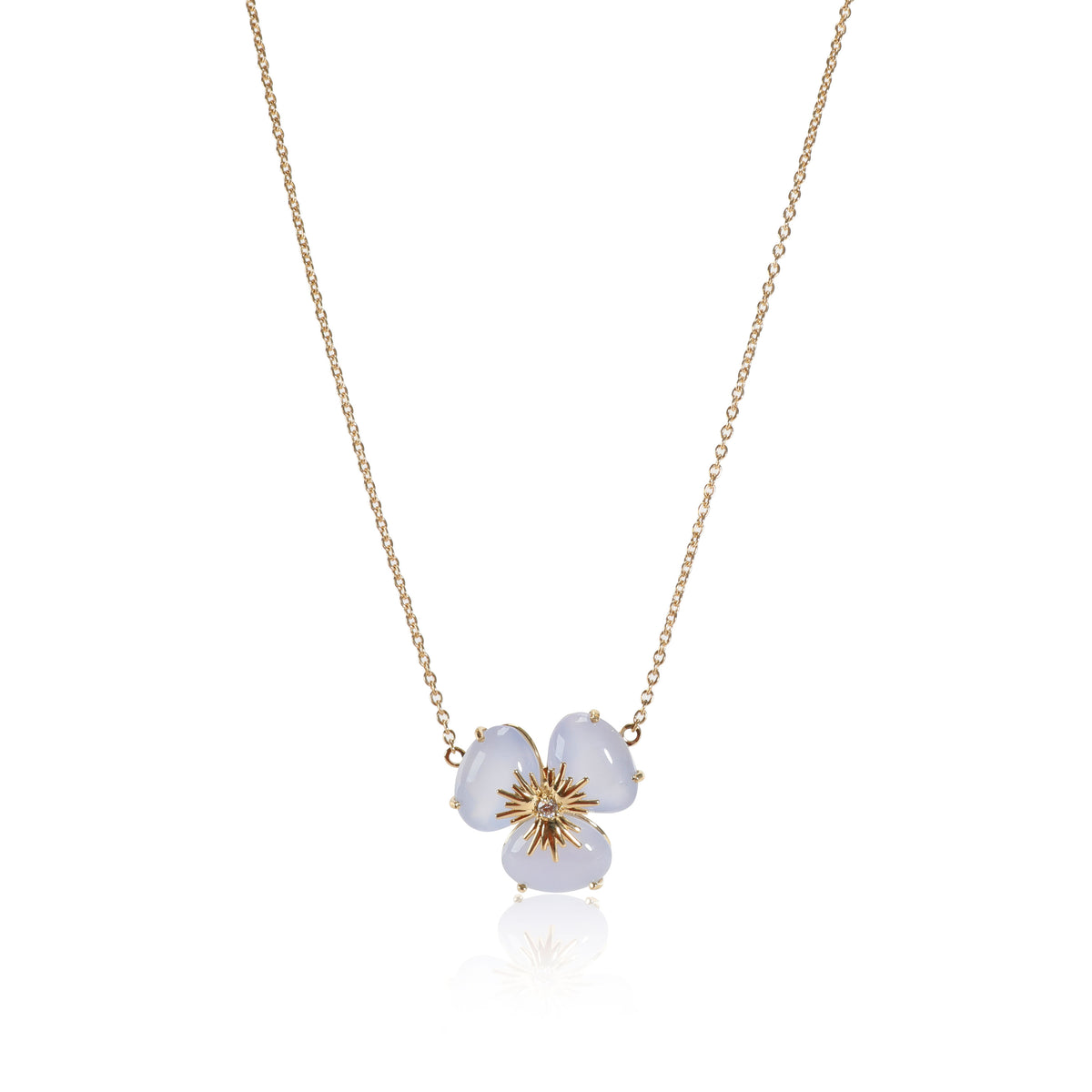 Vianna Brasil Chalcedony Diamond Flower Necklace in 18K Yellow Gold