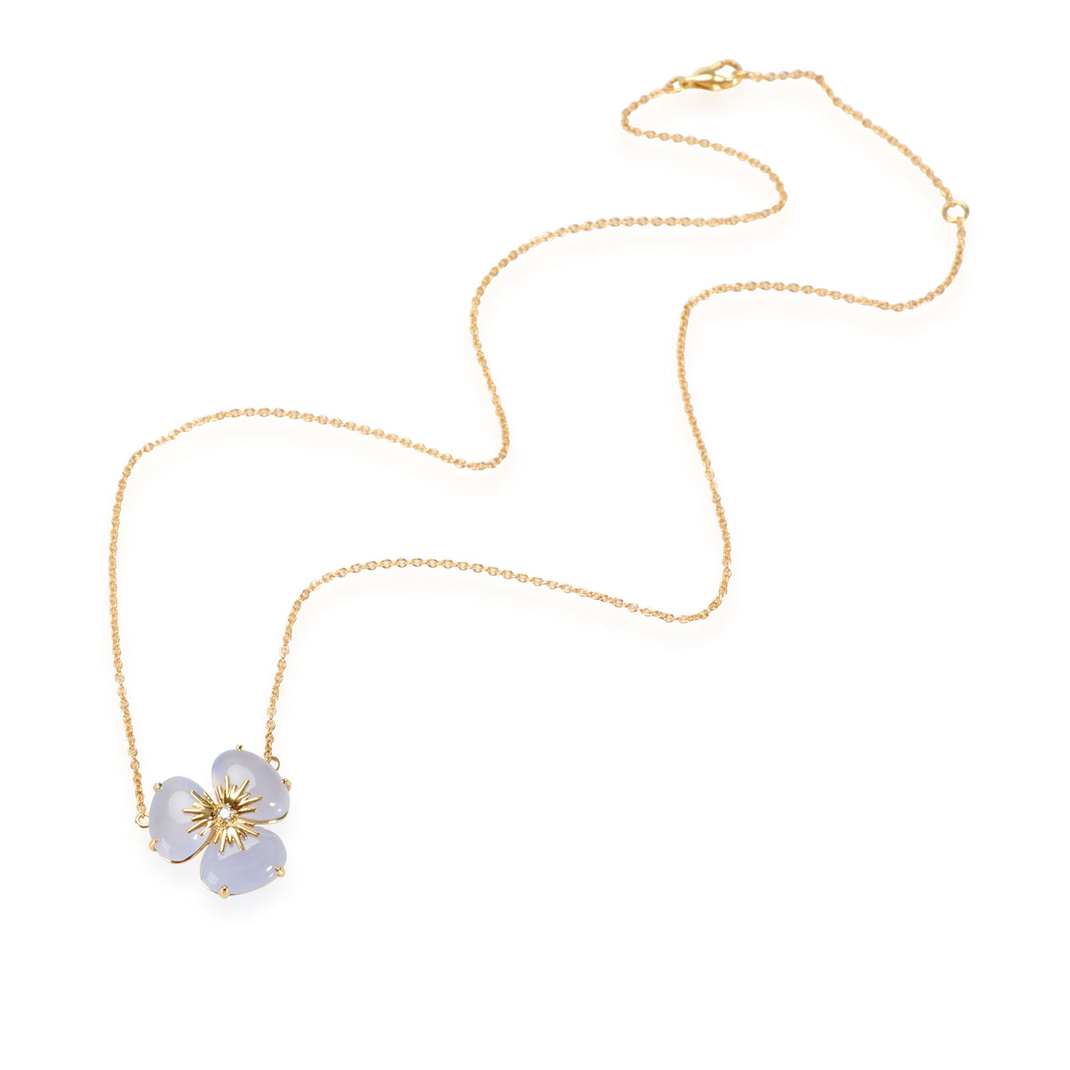 Vianna Brasil Chalcedony Diamond Flower Necklace in 18K Yellow Gold