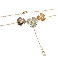 Citrine, Praziolite, Smoky QuartzDiamond Flower Necklace in 18K Gold 0.05 CTW