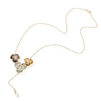 Citrine, Praziolite, Smoky QuartzDiamond Flower Necklace in 18K Gold 0.05 CTW