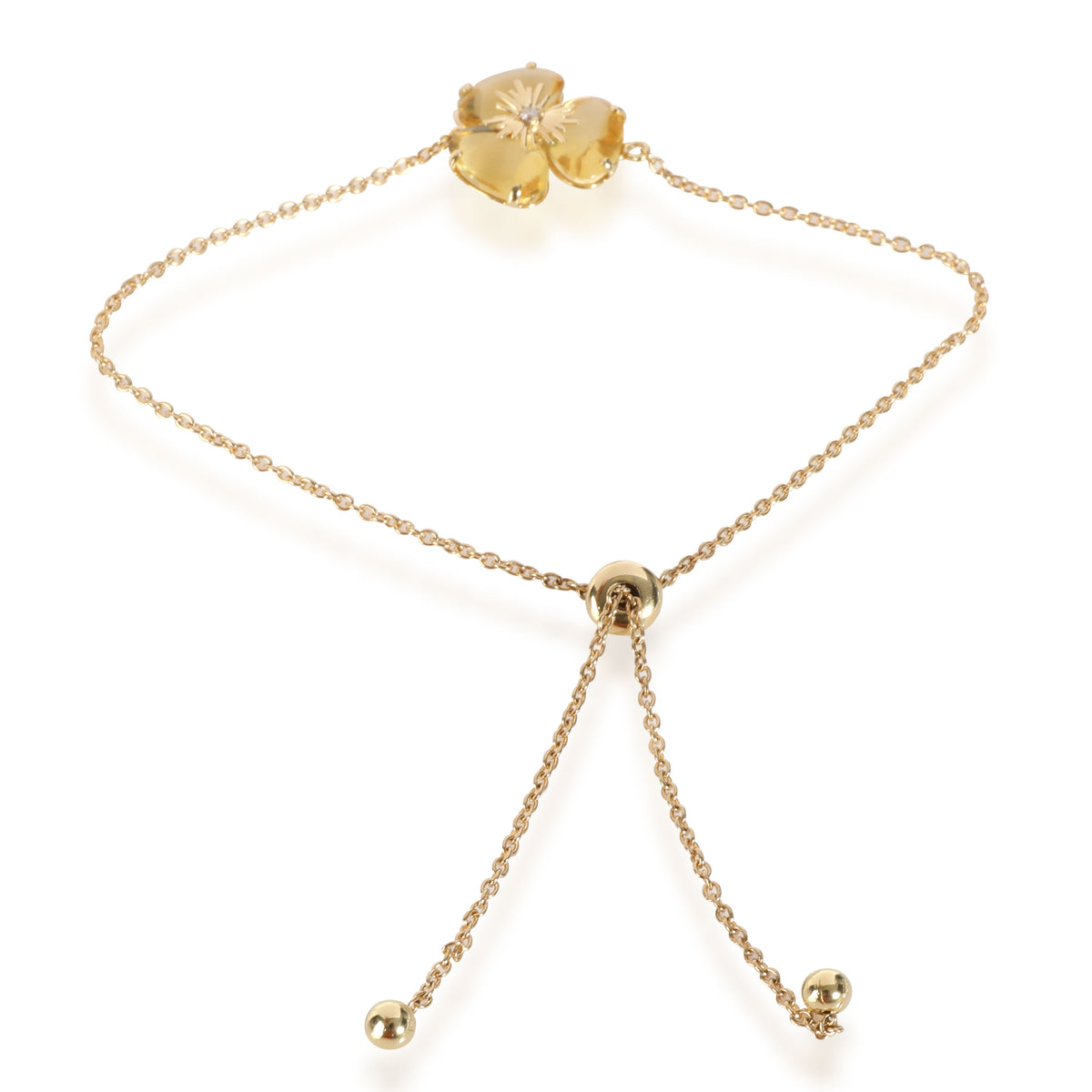 Vianna Brasil Citrine Diamond Flower Bracelet in 18K Yellow Gold