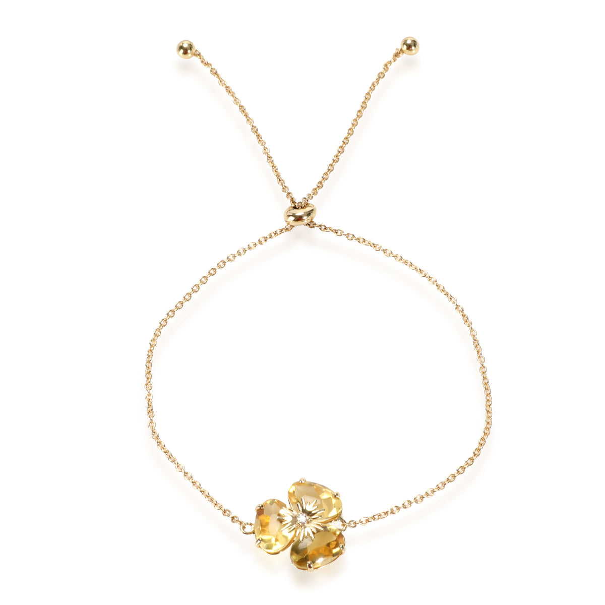 Vianna Brasil Citrine Diamond Flower Bracelet in 18K Yellow Gold