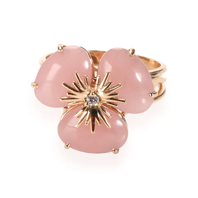 Vianna Brasil Malva Quartz  Diamond Flower Ring in 18K Rose Gold 0.02 CTW