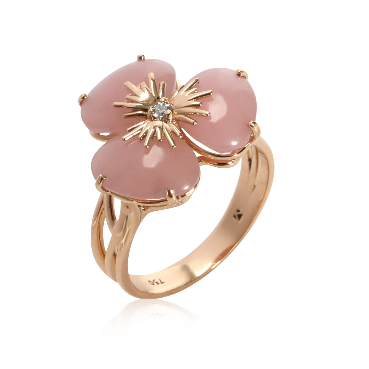 Vianna Brasil Malva Quartz  Diamond Flower Ring in 18K Rose Gold 0.02 CTW