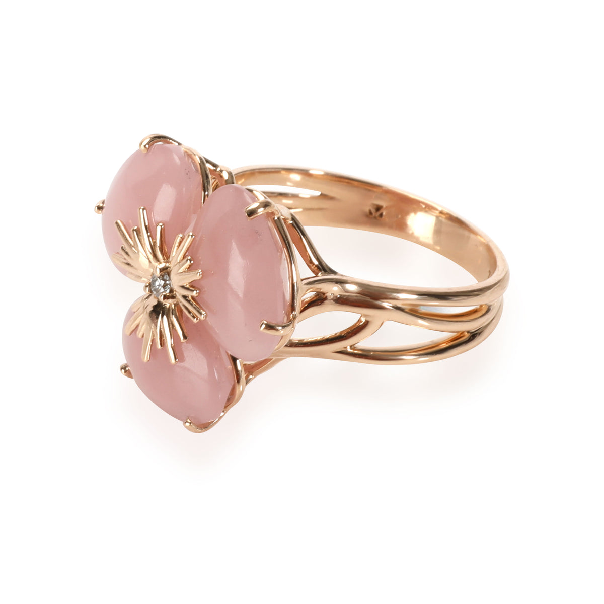 Vianna Brasil Malva Quartz  Diamond Flower Ring in 18K Rose Gold 0.02 CTW