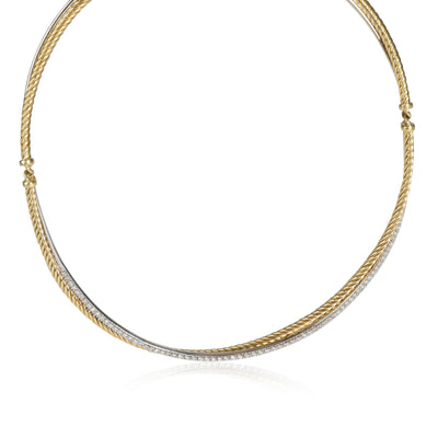 Crossover Diamond Choker Necklace in 18K 2 Tone Gold 0.60 CTW