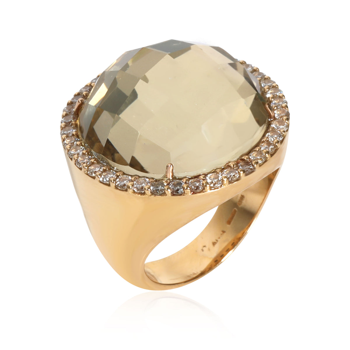 Roberto Coin Quartz Diamond Doublet Ring in 18K Yellow Gold 0.95 ctw pv