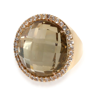 Quartz Diamond Doublet Ring in 18K Yellow Gold 0.95 ctw