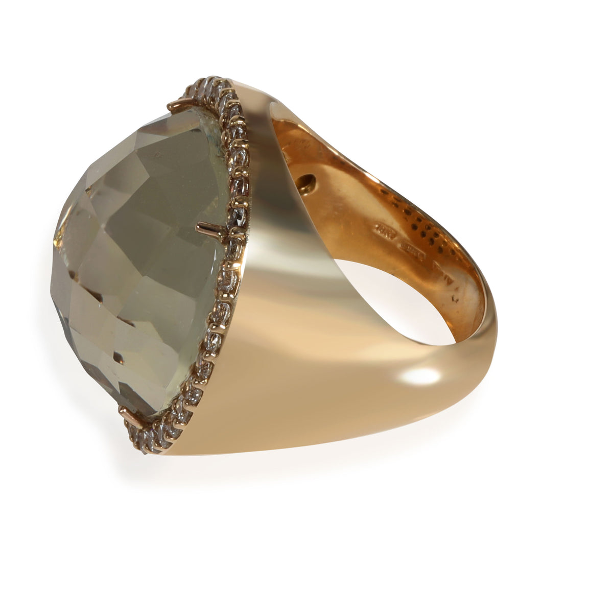 Quartz Diamond Doublet Ring in 18K Yellow Gold 0.95 ctw