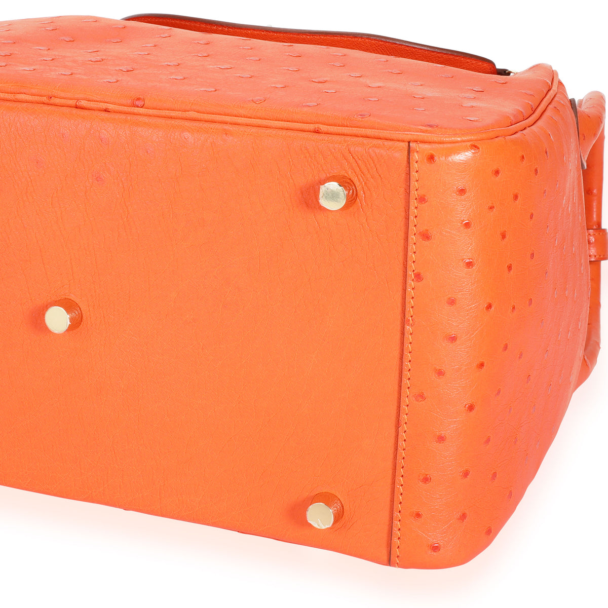 Hermès Tangerine Ostrich Lindy 30 GHW Handbag box
