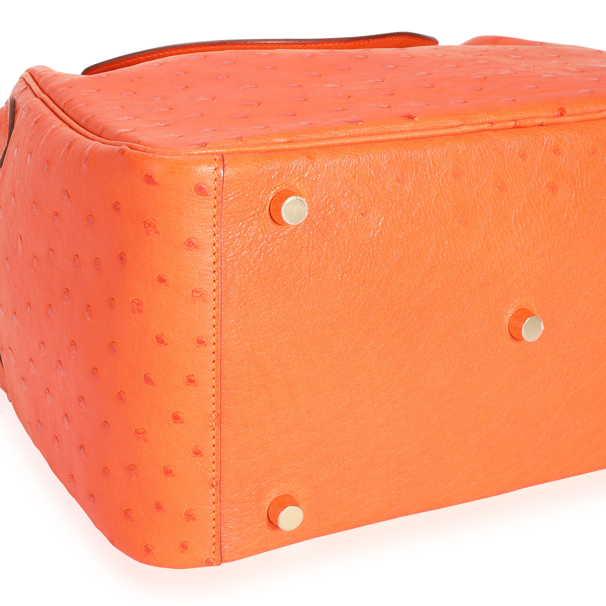 Hermès Tangerine Ostrich Lindy 30 GHW Handbag clasp