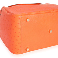 Hermès Tangerine Ostrich Lindy 30 GHW Handbag clasp