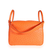 Hermès Tangerine Ostrich Lindy 30 GHW Handbag pv