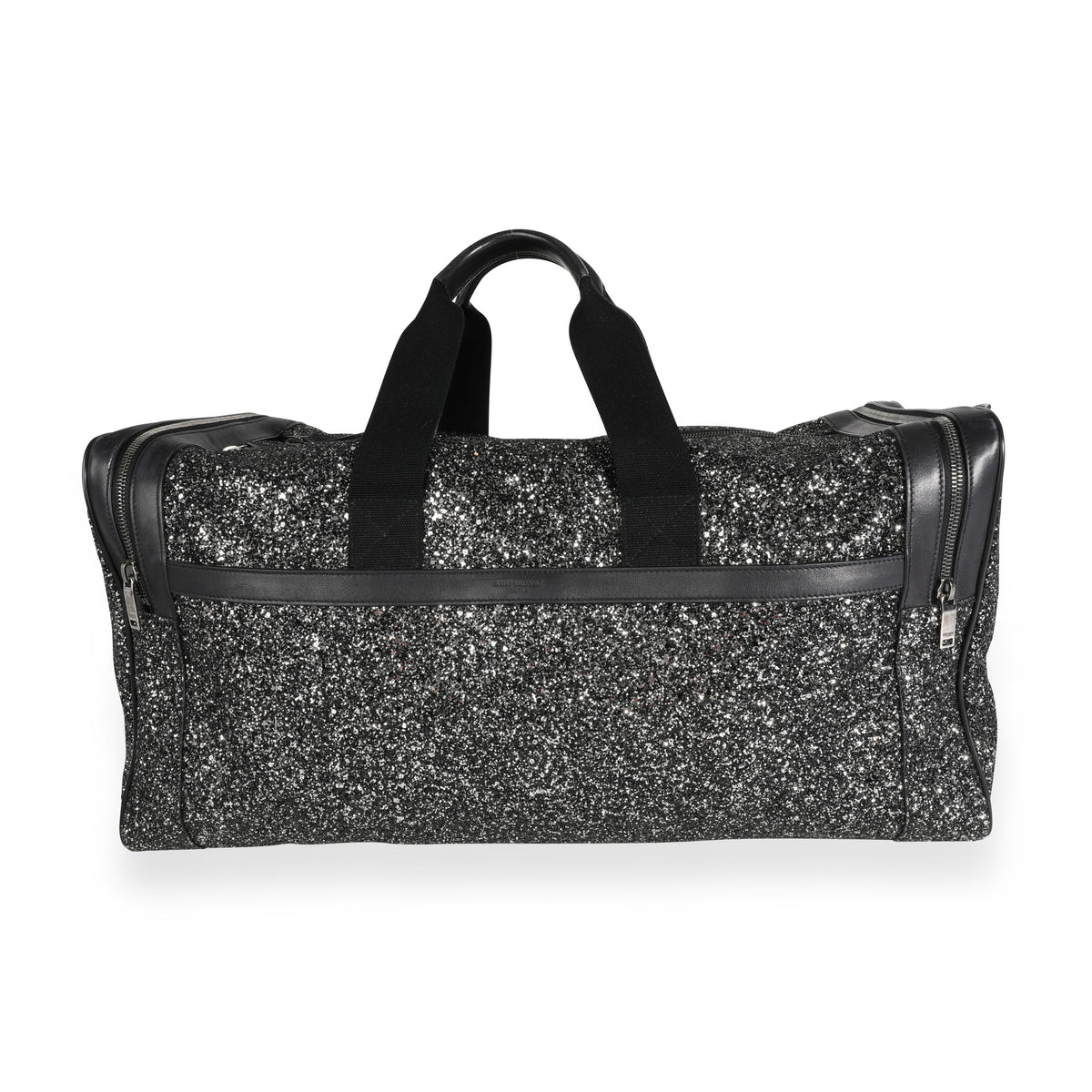 Saint Laurent Glitter Canvas & Black Leather City Gym Duffle Bag Handbag fv