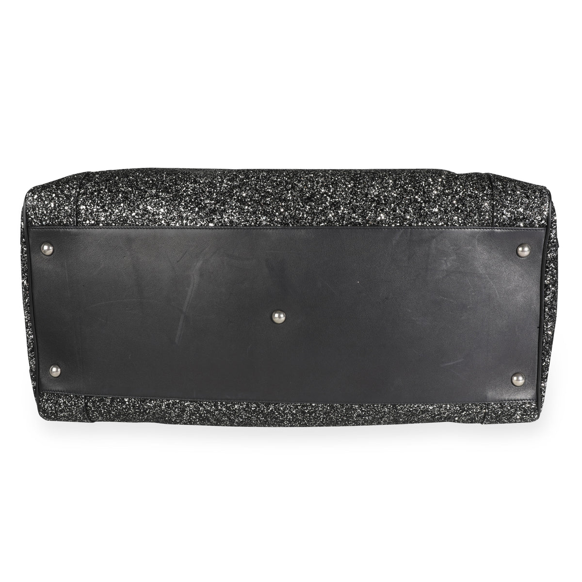 Saint Laurent Glitter Canvas & Black Leather City Gym Duffle Bag Handbag stamp