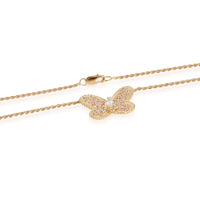 Pink & White Diamond Butterfly Necklace in 18K Yellow Gold 0.75 CTW