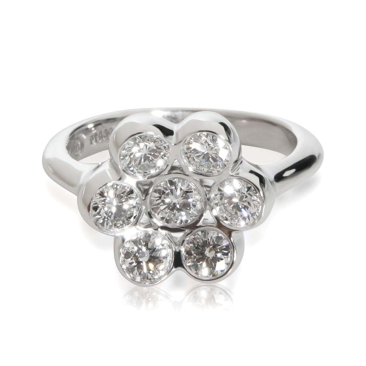 Bvlgari Vintage Diamond Flower Shaped Cluster Ring in Platinum 1 CTW