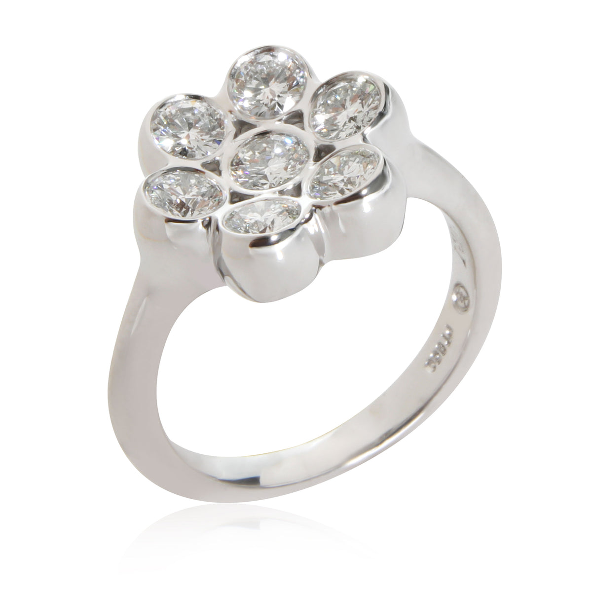 Bvlgari Vintage Diamond Flower Shaped Cluster Ring in Platinum 1 CTW