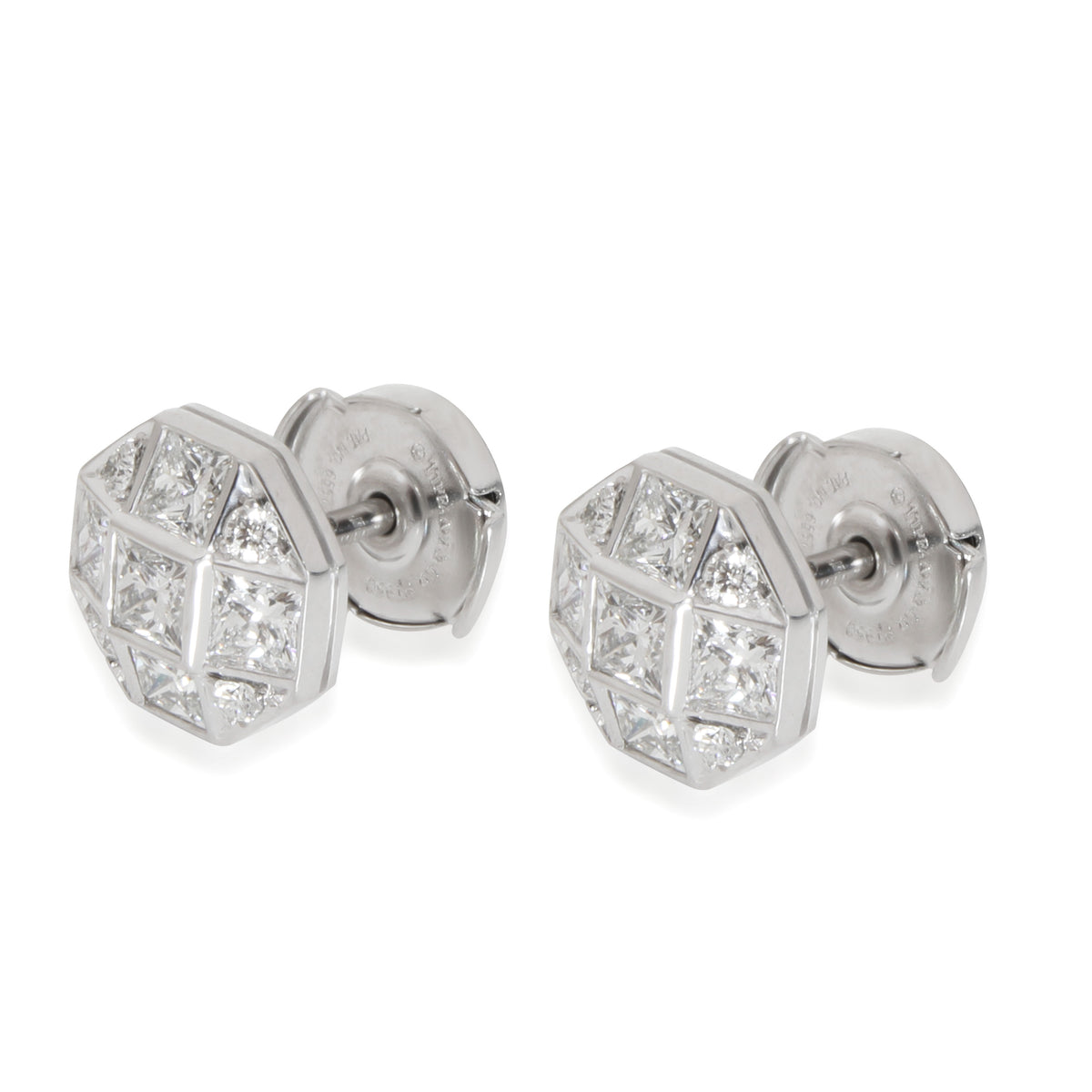 Diamond Mosaic Stud Earrings in Platinum 1.17 CTW