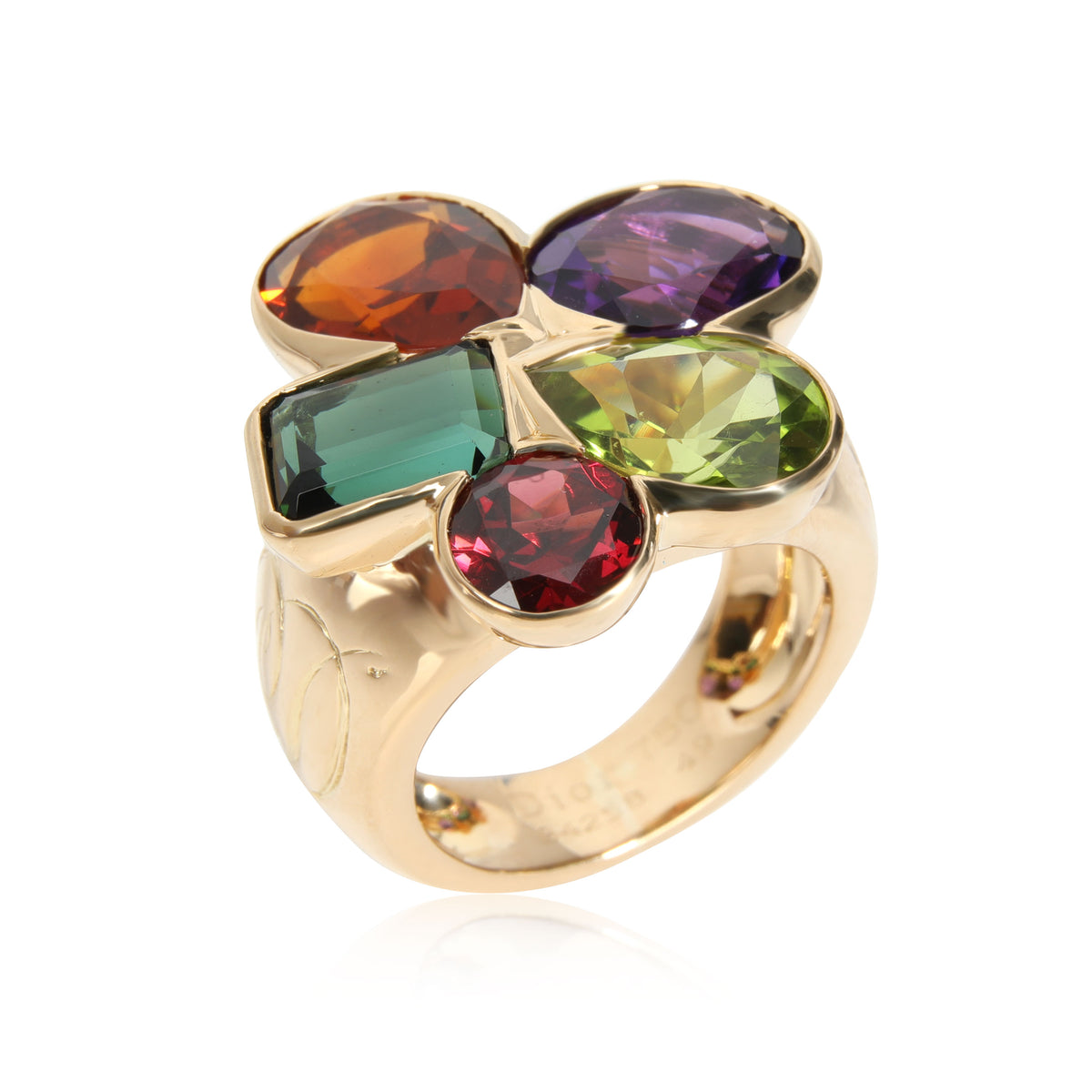 Multi Colored Gemstone Cocktail Ring in 18K Yellow Gold