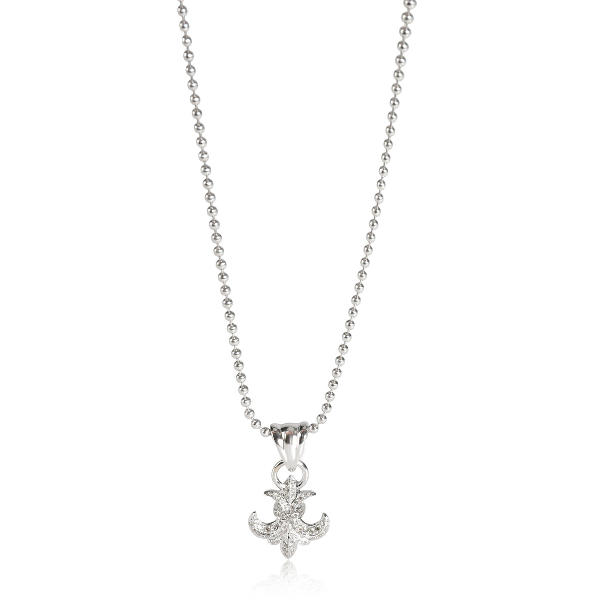 Diamond Fleur-de-Lis Pendant 18K White Gold/Sterling Silver