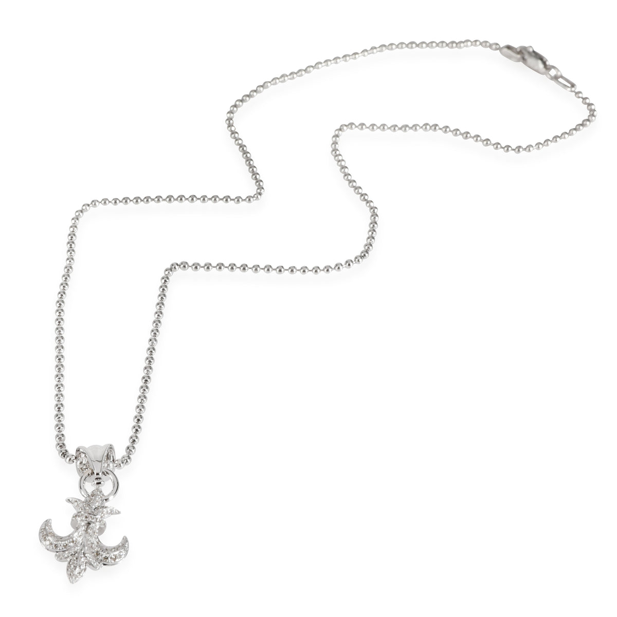 Diamond Fleur-de-Lis Pendant 18K White Gold/Sterling Silver