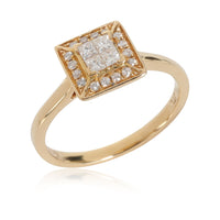 Invisible Set Square Diamond Ring in 18K Yellow Gold 0.24 CTW