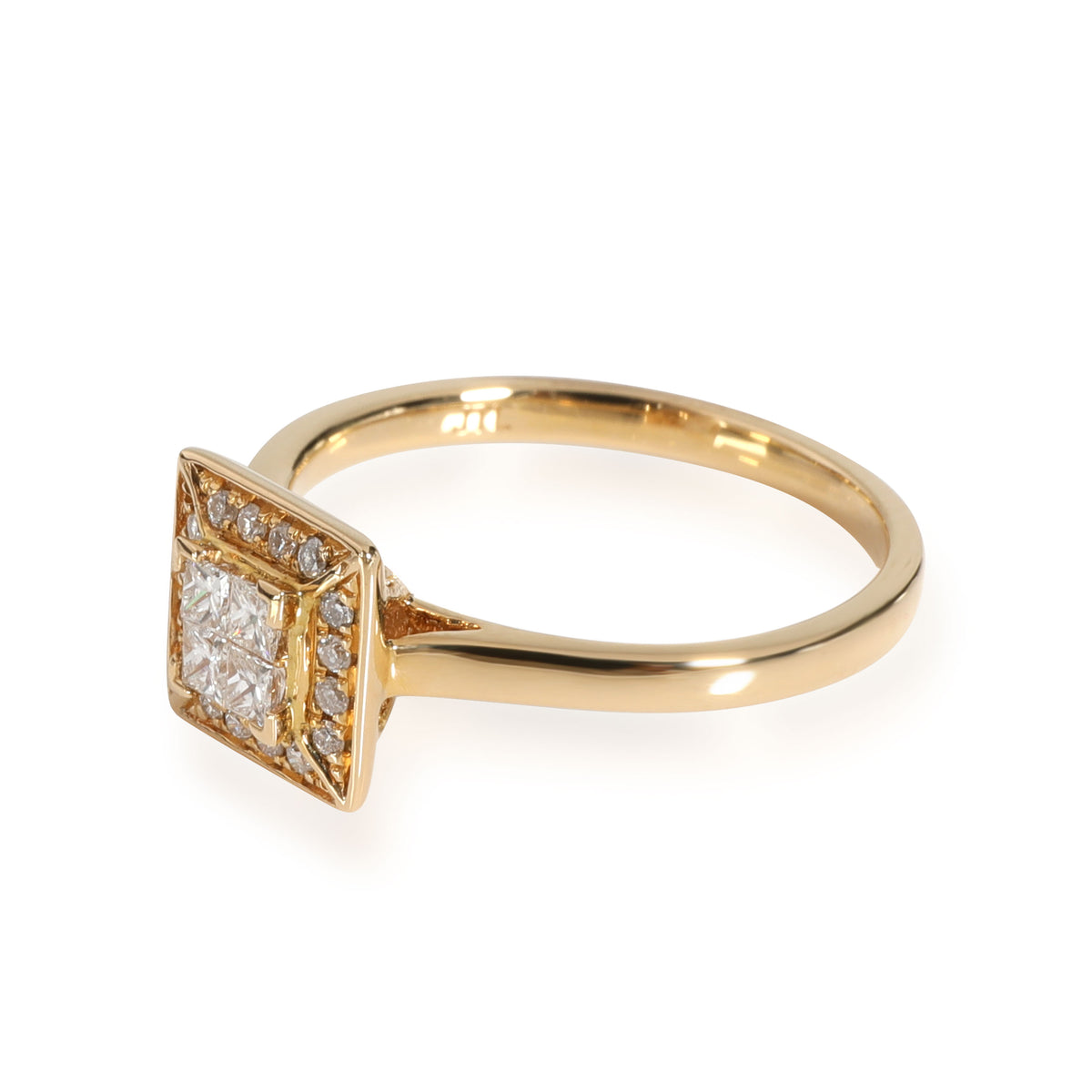 Invisible Set Square Diamond Ring in 18K Yellow Gold 0.24 CTW