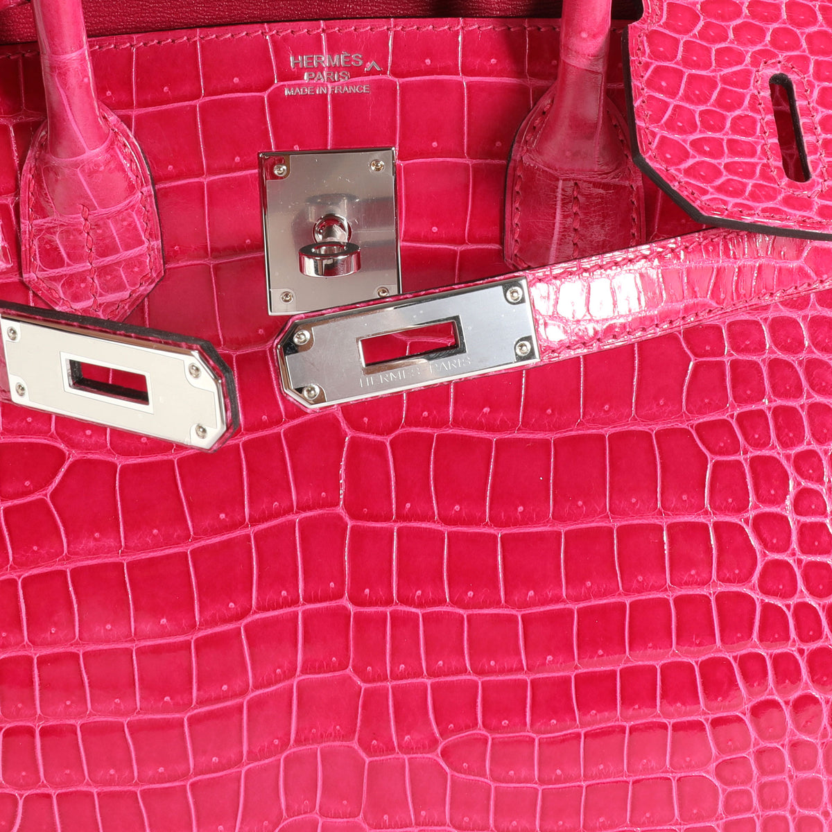 NIB Hermès Rose Mexico Shiny Porosus Crocodile Birkin 30 PHW