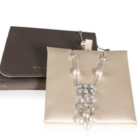 Lucea Pearl & Diamond Drop Necklace in 18K White Gold 1.56 CTW