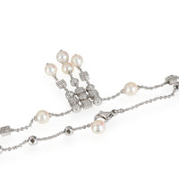 Lucea Pearl & Diamond Drop Necklace in 18K White Gold 1.56 CTW