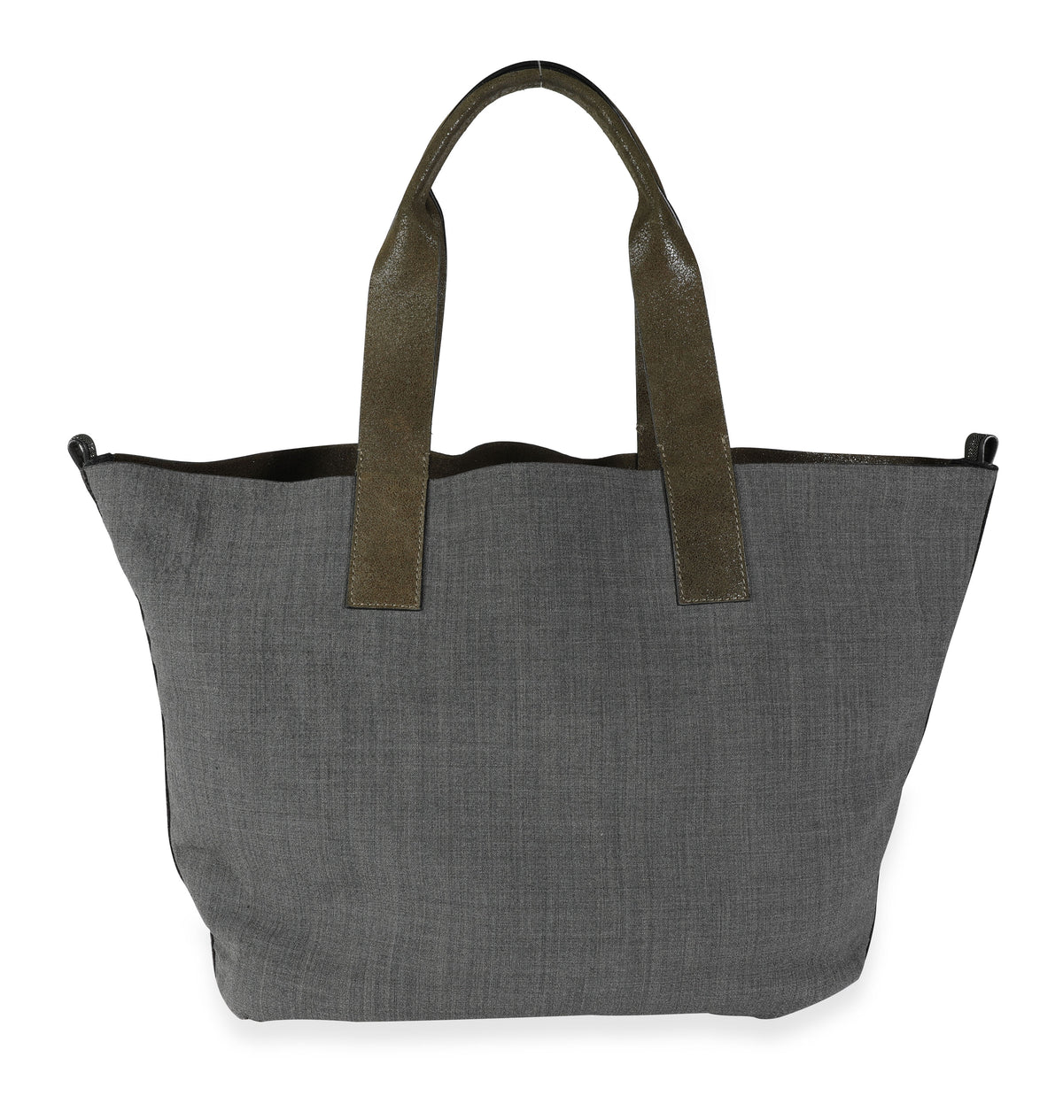 Olive Suede & Gray Wool Reversible Tote