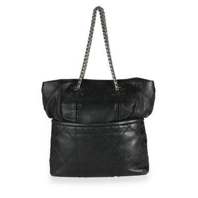 Christian Dior Black Cannage Lambskin Granville Chain Link XL Tote