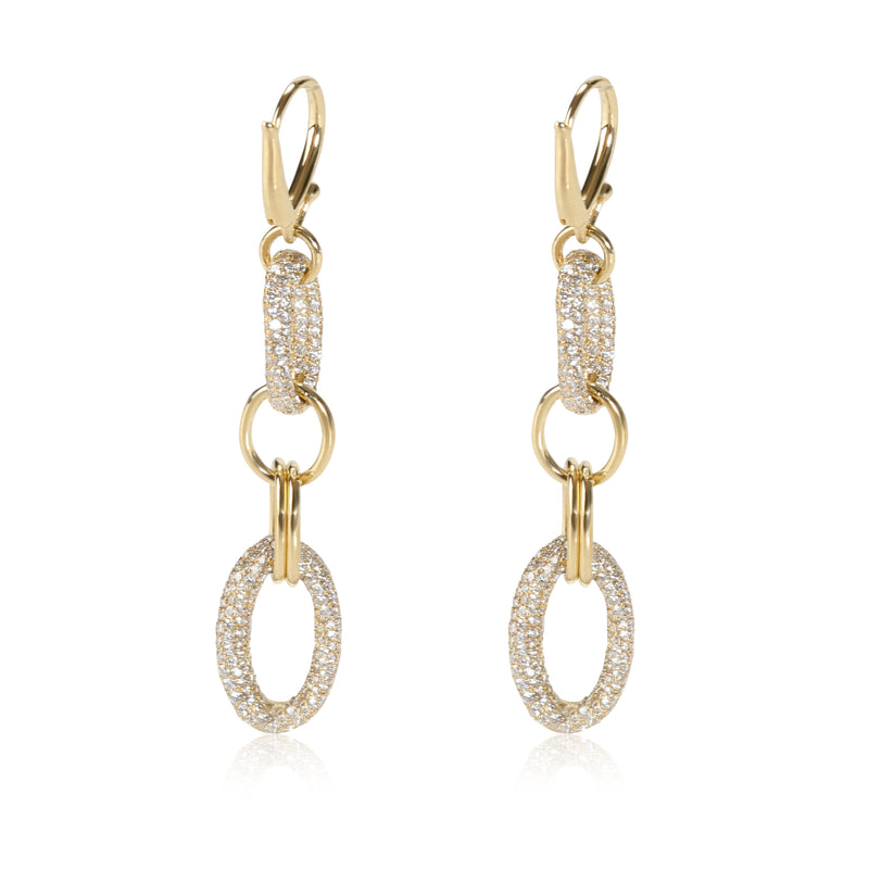 Stardust Oval Link Drop Diamond Earring in 18K Yellow Gold 4.24 CTW